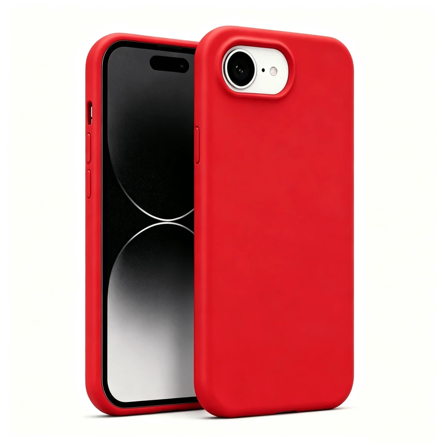 Casing Ponsel Silikon Cair Tahan Benturan Kompatibel dengan iPhone 17E 17 Pro Max 16 15 14 13 12 Mini 11, Lapisan Mikrofiber Lembut Anti Gores, Kompatibel dengan iPhone 8 Plus 7 6s Soft Shell - Merah - View 1