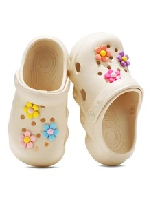 HOEASE Casual Breathable Clog Shoes For Girls, Quick Drying Lightweight Garden Clogs For Indoor Outdoor Shower Pool, Non-Slip Summer Beach Slides - Beige - View 1