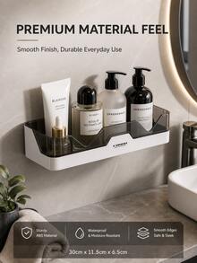 Drill-Free Wall Shelf, Self-Adhesive Storage Rack, Bathroom Sink Organizer, Shower Hanging Rack With Drainage Holes, Suitable For Kitchen, Laundry Room And Pantry Under Sink Use - Multicolor - View 6