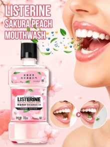 listerine Lishidelin Cherry Peach Mouthwash - Alcohol-Free, Prevents Plaque, Protects Gums, Freshens Breath, Gentle Peach Flavor, Suitable For Daily Oral Hygiene, Essential Oil Formula, Mild And Non-Irritating, Suitable For The Whole Family, 250ml - Cherry Blossom Peach - View 1