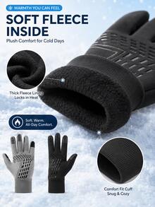 Winter Fleece Touchscreen Gloves, Unisex, Windproof, Waterproof, Warm, Anti-Slip Grip, Suitable For Driving, Cycling, Commuting And Outdoor Activities - Multicolor - View 8
