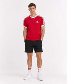 adidas originals ADICOLOR CLASSICS 3-STRIPES Logo印花條紋圓領短袖T卹 男款 - 紅色 - 查看 9