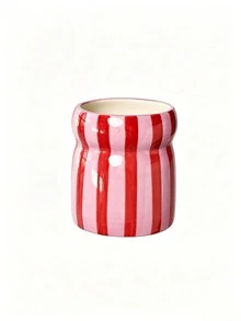 1pc Dual-Color Striped Ceramic Storage Jar, Tableware Organizer, Chopstick Holder, Suitable For Kitchen Storage, Tableware Storage, Home Decor, Back To School Supplies, Holiday Gifts - Multicolor - View 6