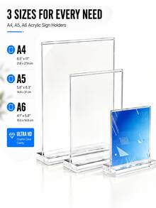 1/2pcs T-Shaped Acrylic Display Stand, Suitable For Home, Office, Retail Store, Restaurant, Wedding And Back To School Season Menu, Card And Flyer Display, Transparent Acrylic Display Stand, Blank Acrylic Sign - Multiple Specifications - View 12
