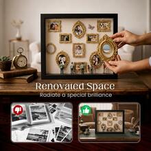 DIY Memory Display Shadow Box Frame – Vintage Ornate Mini Picture Frames Wall Decor Set, 8 Mini Frames & Figures, 3 Background Options, Photo Collage Wall Art, Home Living Room Decor, Gift For Family Couple & Pet Lovers - Multicolor - View 1