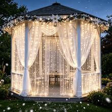 300LED USB String Curtain Lights, RGB Color-Changing Fairy Lights, With Remote Control And 8 Modes, 3*3M Hanging Window Light, Suitable For Bedroom, Christmas, Halloween, Wedding And Holiday Party Decorations. - 3m Curtain Lights - View 5