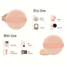 50pcs Pink Mascara Brushes + 2pcs Round Powder Puffs, Powder Puff Makeup Sponge, Velvet Face Powder Puff, Round Fluffy Powder Puff, Pink Eyebrow Brush (Suitable For False Eyelashes), Suitable For Loose Powder And Liquid Foundation, Nude Color, Makeup Brush Set - Multicolor - View 6