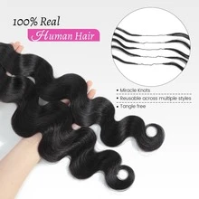 Body Wave Knotless Pre-Separated Crochet Hair Feather Crochet Human Hair Extensions For Miracle Knots Boho Braids Knotless Pre-Separated 50g / Bundle - Time-Saving, 4 To 5 Bundles Recommended For A Full Head Feather Crochet - Natural Black - View 6