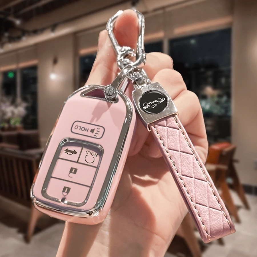 適用於汽車鑰匙遙控器與鑰匙殼套組,附PU鑰匙掛繩,保護您的汽車鑰匙,柔軟TPU鑰匙遙控器保護殼,鑰匙夾,適用於Accord、Civic、CRV、Pilot、Edge、Odyssey,智慧遙控鑰匙保護殼,禮品 - A - 查看 1