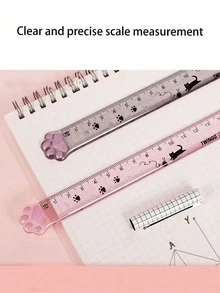 1/2pcs Creative Cat Paw 15cm Ruler Student Stationery Measuring Ruler Transparent Plastic Ruler - Random Color - View 6