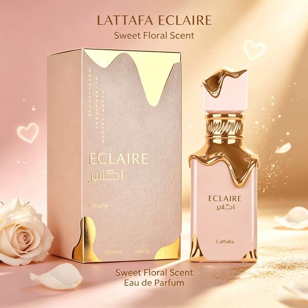 Lattafa Eclaire - Vanilla, Caramel, Sweet, Floral - Eau De Parfum Long-Lasting Fragrance For Women, 3.40 Ounce / 100 Ml | Long-Lasting Fragrance, Unique Melting Gilt Bottle Body Gift Box With High Face Value, Suitable For Gifts