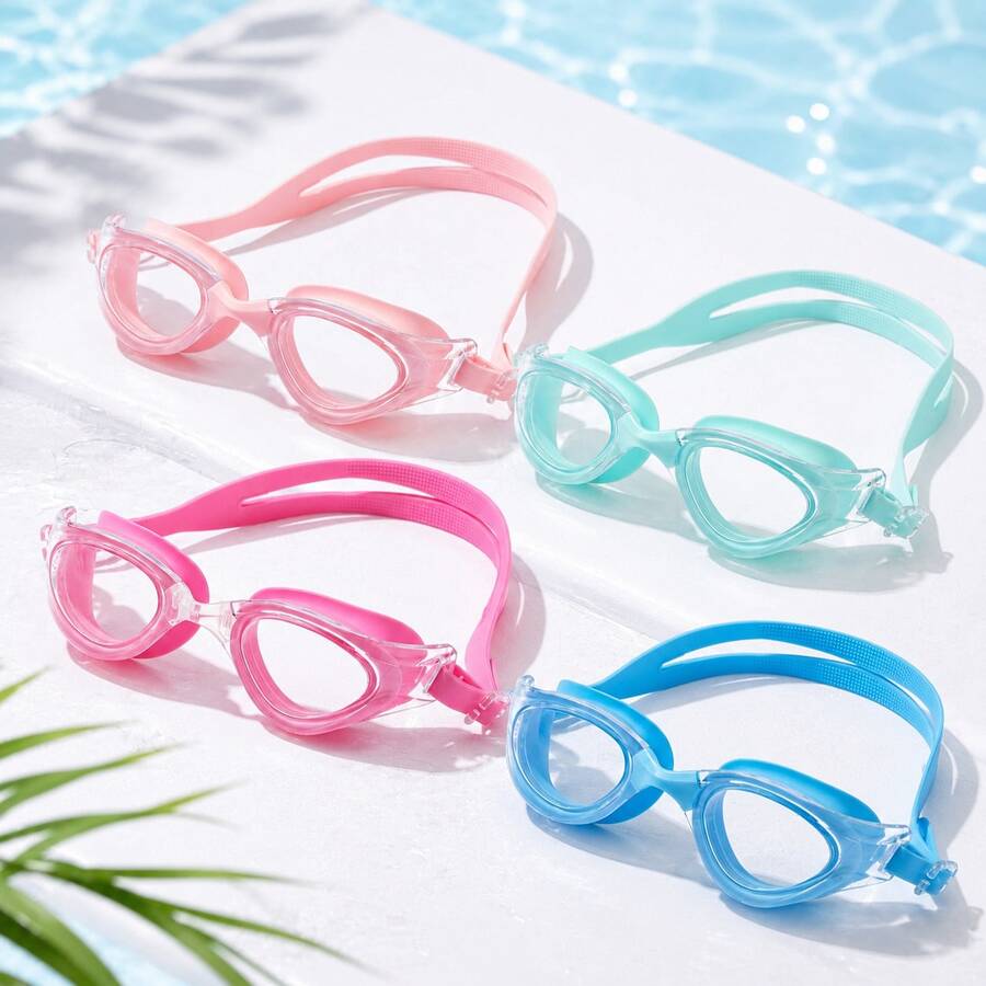 Adult Unisex Swimming Goggles, Soft Silicone Eye Cups, Dual Adjustable Straps, Comfortable Fit Leak-Proof, Pool Training Swim Gear, Multiple Colors Available - Green - View 1