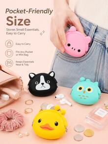 Cute Cartoon Animal Coin Purse With Snap Closure;Silicone Pouch Suitable For Storing Coins,Cables,And Earbuds,Purse Essentials Items,Halloween,Wallet - Multicolor - View 11
