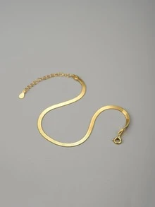 ESBERRY 1pc Flat Snake Chain Anklet, Women's, Exquisite Luxury Jewelry Gift - Yellow Gold - View 7