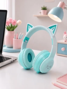 Cute Cat Ear Wireless Bluetooth Headphones, With LED Lights, Foldable & Adjustable Earmuffs, Comfortable Over-Ear Design, Suitable For Girls, Compatible With IOS/Android, Applicable For Gaming/Online Classes - View 12
