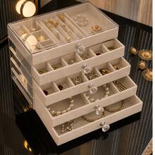 Luxury 5-Layer Jewelry Storage Box With Transparent Lid, Velvet Drawers And Crystal Handles, Suitable For Rings, Earrings, Necklaces And Bracelets - Multicolor - View 7