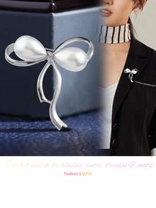 1Pc/2Pcs/Set Pearl Rhinestone Bow Brooch 2Pcs Main Gift Box Accessory Wedding Valentine's Day Elegant Cute Commute Party - Multicolor - View 6