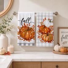 2/4/6/8pcs Pumpkin Pattern Kitchen Towel Set, Machine Washable Absorbent Dish Cloths & Decorative Hand Towels, Suitable For Autumn, Thanksgiving, Halloween Kitchen And Home Decor - Multicolor - View 1