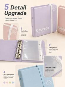 1pc Ins Pastel Mini Photo Album, Cute Foam Loose-Leaf 3 Inch Card Holder, Portable Pocket Photocard Storage Book, Multicolor Elastic Band Photo Display Decor - Multiple Styles - View 8