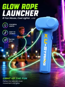 Kids Glow In The Dark Rope Launcher With Smooth Rotating Propeller, Creative Small Game, Cool Glow Shooting Toy For Indoor/Outdoor Fun, Interesting & Intellectual Rope Spinner Suitable For 3-12 Years Old Boys & Girls, Birthday & Holiday Gift - Multicolor - View 2