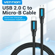 VENTION USB C 轉 Micro USB 傳輸線 480Mbps 高速充電與數據同步線，適用 Micro-B Android 手機、Kindle、遊戲控制器、硬碟 - 黑色 - 查看 2