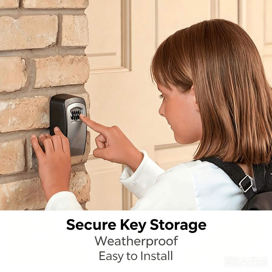 Wall-Mounted Password Key Lock Box, 4-Digit Resettable Code Waterproof Key , Aluminum Alloy Outdoor Key Storage Box With Dust Cover, Secure Key Storage For Home, Office, Garage, Airbnb, Rental Property, Construction Site - A - View 1