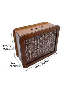 2pcs Money Box Set (1 Money Box + 1 Marker Pen) 1000/3000/10000 Euro Savings Box, 3 Sizes Available, Wooden Reusable Money Vault, Kids Challenge Savings Box, High-Quality Wooden With Number Counter, Can Store Coins And Banknotes, Perfect Gift For Friends And Family, Suitable For Thanksgiving And All Occasions - Piggy Bank - View 5