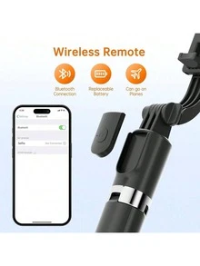 1700mm Wireless Selfie Stick/Tripod, Extendable Foldable Monopod, Compatible With Smartphones, Stable Shooting, Suitable For Live Streaming, With Remote Control, Ideal For Summer Vacation, Travel, Outdoor Activities, Live Streaming - 彩色 - 查看 2