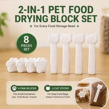 8入寵物食品乾燥劑塊，矽藻土吸濕劑，適用於貓狗糧儲存，爪子與貓棒造型除濕塊，適用於零食罐、食品袋與容器 - 乾燥劑套裝-8pc - 查看 8
