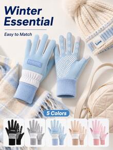 Winter Fleece Touchscreen Gloves, Unisex, Windproof, Waterproof, Warm, Non-Slip Grip, Suitable For Driving, Cycling, Commuting And Outdoor Activities - Multicolor - View 10
