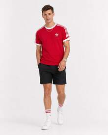 adidas originals ADICOLOR CLASSICS 3-STRIPES Logo印花條紋圓領短袖T卹 男款 - 紅色 - 查看 11