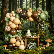 85Pcs Jungle Forest Party Decor Balloon Set, Assorted Nude Tone Latex Balloons With Deer Pattern Balloons, Decorations For Birthday And Various Theme Party Backdrops - Multicolor - View 5