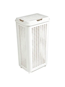 2pcs Tall Plastic Laundry Hampers With Lids, Breathable Grid Clothes Storage Baskets, Sturdy And Durable, Large Capacity Dirty Clothes Storage Bins, Suitable For Bathrooms, Laundry Rooms And Bedrooms - Multicolor - View 11