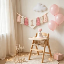 1pc/3pcs Handmade Bohemian Style Yarn Tassel Garland Banner, Birthday Party Set, High Chair Decor, Wall Hanging Decor, Home Decor - Multicolor - View 9