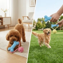 1pc 2-In-1 Dog Chew Toy Set Bone Shape + Rope Ball, Durable Bite-Resistant Dental Cleaning, Suitable For Small To Medium Dogs Interactive Tug Play - Multicolor - View 5