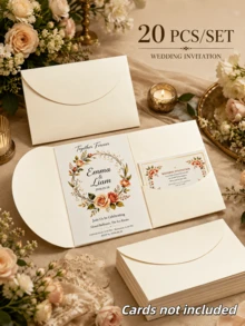 20pcs Tri-Fold Pocket Wedding Invitation Covers, Engagement XV Birthday Baptism Minimalist Invitation Envelopes, DIY Invitations, 5*7 Inch Invitation, Pocket Style Invitation, Customized Invitation Best Gift, Wedding Decor, Home Decor - Semicircle - View 11