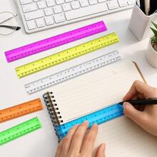 6/12/18pcs 12 Inch Plastic Rulers - Flexible Transparent Multi-Color Rulers With Grooves, Suitable For Back To School Supplies, With Centimeter And Inch Markings, Perfect For Classroom, Office, Teachers And Students Use. - Grooved Style - View 3