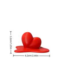 1/2/4pcs Creative Liquid Melting 3D Heart Photo Base, Solid Red One-Piece Material, Wide Slot Compatible With Instax, 3 Inch Small Cards, Couple Wedding Photos, Commemorative Photos, Wide Asymmetrical Flowing Base For Stable Placement Without Tipping - Melting Heart - View 12