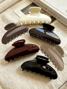 1pc/4pcs/12pcs Women's Hair Clips, 4.13in Matte Multicolor Crescent-Shaped Crescent Shark Claw Clips, Fairy Cute Lightweight Plastic Hair Clips, Fashion Versatile Premium Elegant Minimalist Hair Accessories, Suitable For Daily Wear, Outings, Casual, Party, Commute, Vacation, Face Washing, Bathing, Makeup, Outfit Matching, Hair Accessories, Headwear, Hair Claw - Multicolor - View 11