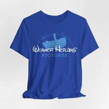 Women's Casual Cotton Round Neck Short Sleeve T-Shirt With Unique Werner Herzog Pictures Design, Regular Length Tee With Slight Stretch Fabric - 藍色 - 查看 2