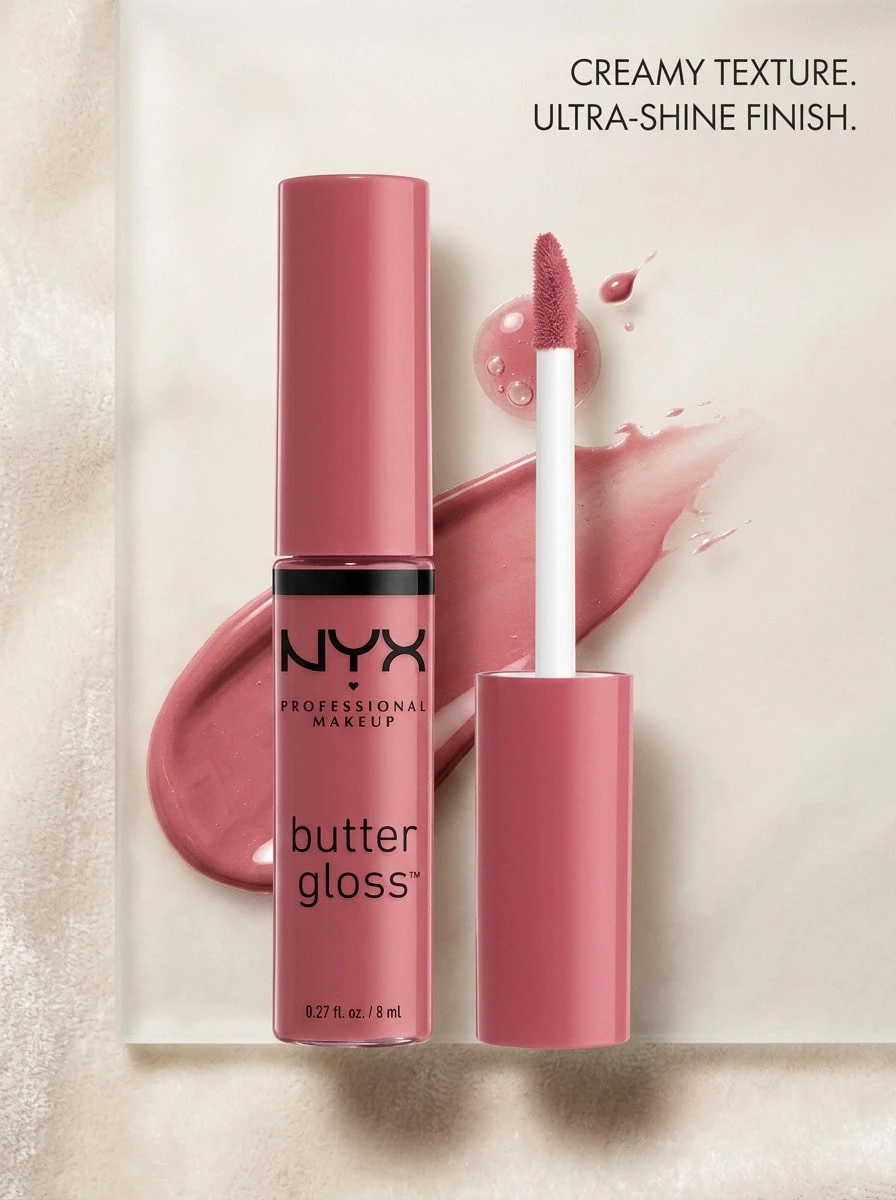 NYX Butter Gloss 32 草莓起司蛋糕 0.27oz/8ml – 甜美粉色調高光澤唇彩,不黏膩奶油質地,打造柔嫩雙唇,適合女性的專業唇妝,日常穿搭與約會之夜的理想選擇 - Strawberry Cheesecake (BLG32) - 查看 1