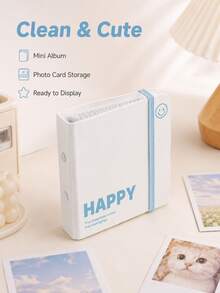 1pc Ins Pastel Mini Photo Album, Cute Foam Loose-Leaf 3 Inch Card Holder, Portable Pocket Photocard Storage Book, Multicolor Elastic Band Photo Display Decor - Multiple Styles - View 5