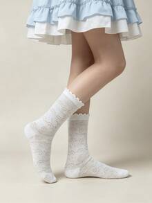 1/5 Pairs Summer Breathable Thin Cute Cartoon Bear Versatile Mid-Calf Socks - Multicolor - View 9