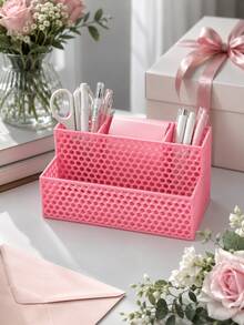Baki Penyimpanan Meja Cetak 3D Bertekstur Sarang Lebah Berongga Matte, Organizer Alat Tulis Multi-Kisi Terbagi, Tempat Pena Material PLA & Perlengkapan Kantor Kecil untuk Meja Belajar - MultiWarna - View 3