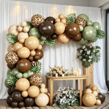 85Pcs Jungle Forest Party Decor Balloon Set, Assorted Nude Tone Latex Balloons With Deer Pattern Balloons, Decorations For Birthday And Various Theme Party Backdrops - Multicolor - View 3