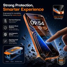 CASECOPS 4片超清晰鋼化玻璃螢幕保護貼，附無塵安裝托盤。適用於 17 Pro Max/17 Pro/17 Air/17/17e、16 Plus/16 Pro Max/16 Pro/16e/16、15 Plus/15 Pro Max/15 Pro/15、14 Pro Max/14/14 Plus/14 Pro、13/13 Pro/13 Pro Max、12/11/X 系列。9H 硬度，99.9% 透明度，全覆蓋 2.5D 弧邊，防指紋、防油、無氣泡、耐刮玻璃 - 高畫質4片 - 查看 3
