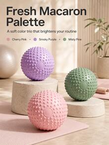 3/1pc Textured Yoga Fitness Ball, Small Massage Ball For Pelvic Floor, Core, Balance And Flexibility Training, Lightweight Exercise Ball For Upper Back, Lower Back, Hips, Glutes, Legs And Calves, Suitable For Home, Stretching And Pilates - Multicolor - View 6