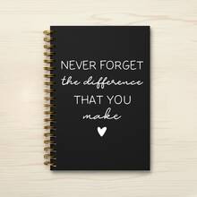 1pc 5.5x8.3 Inch Spiral Notebook, "Never Forget The Difference You Made" Inspirational Journal, Minimalist Black Cover Notebook, Thank You Gift For Teacher/Colleague/Boss, Retirement Farewell Keepsake - Black and White - View 5