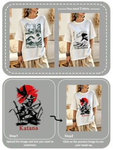 Personalized Custom Image, Personalized Text, Name & Blessing, Plus Size Women's White Top Summer - White - View 4