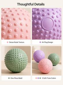 3/1pc Textured Yoga Fitness Ball, Small Massage Ball For Pelvic Floor, Core, Balance And Flexibility Training, Lightweight Exercise Ball For Upper Back, Lower Back, Hips, Glutes, Legs And Calves, Suitable For Home, Stretching And Pilates - Multicolor - View 9